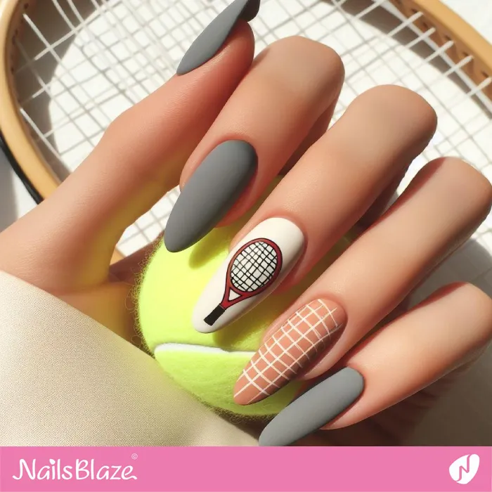 Tennis Racket and Net Theme Nails | Sports Nails - NB3307