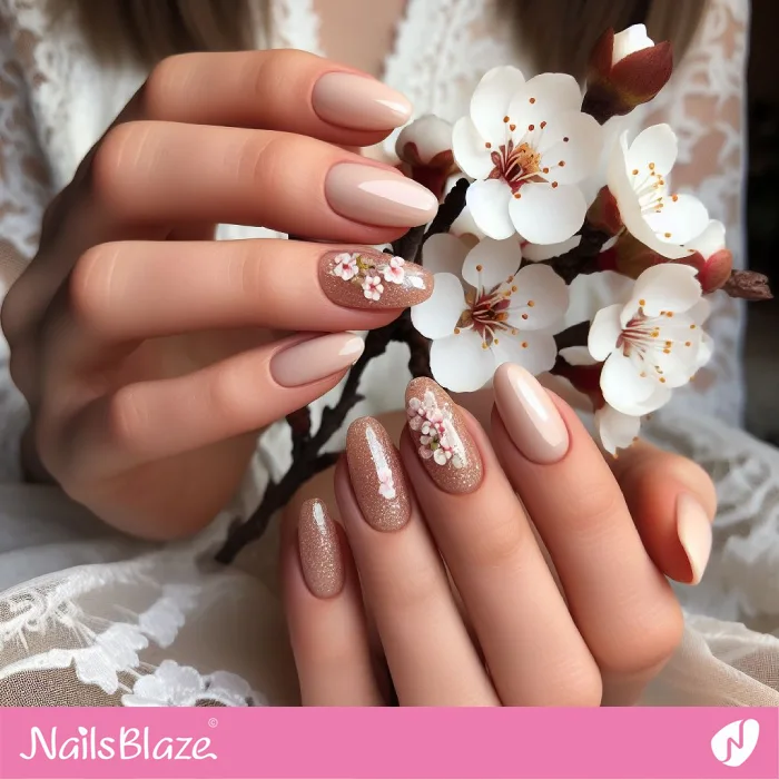 White Cherry Blossoms on Nails | Spring Nails - NB3833