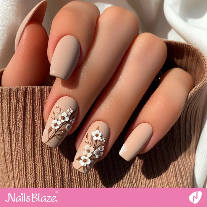 Nude Nails Flower Design | Spring Nails - NB3834