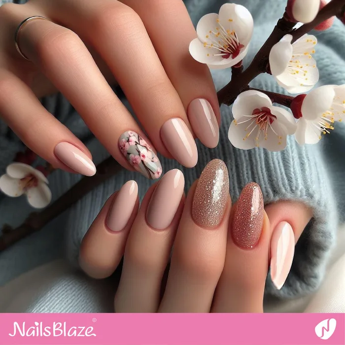 Nails with Cherry Blossoms Design | Spring Nails - NB3835