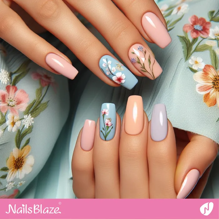 Nails with Windflowers Design | Spring Nails - NB3842