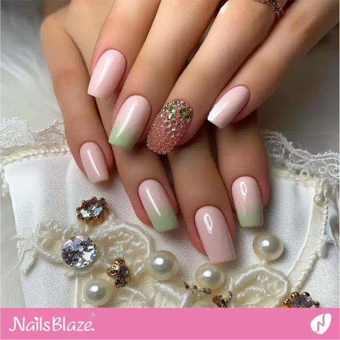 Embellished Pink Nails Design | Spring Nails - NB4363