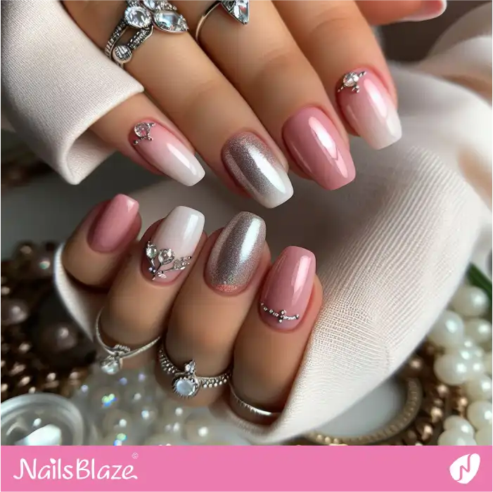 Spring Embellished Pink Nails | Spring Nails - NB4373
