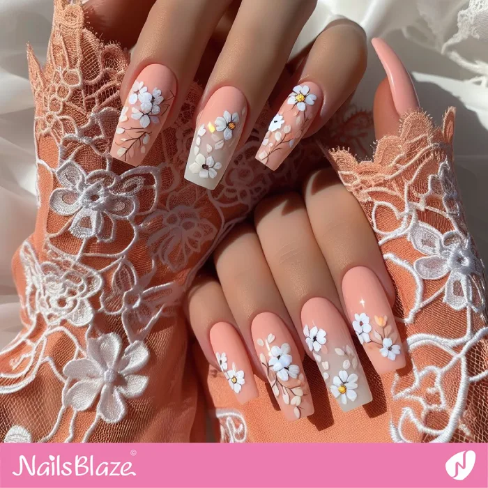 Ombre Nails with Daisy Flowers | Spring Nails - NB3832