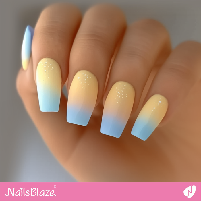 Ombre Lemon Yellow and Sky Blue Nails | Spring Nails- NB7962