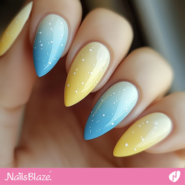 Abstract Dots for Lemon Yellow & Sky Blue Nails | Spring Nails- NB7947