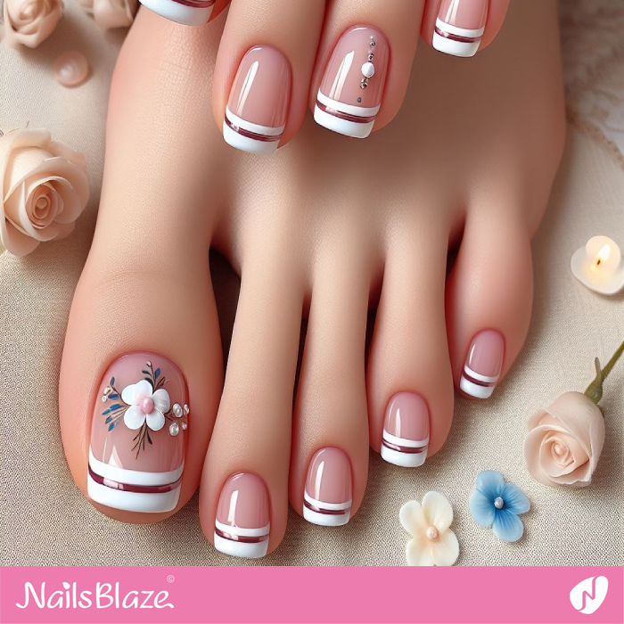 Flower Design Double French Nails | Spring Flower Nails- NB7923