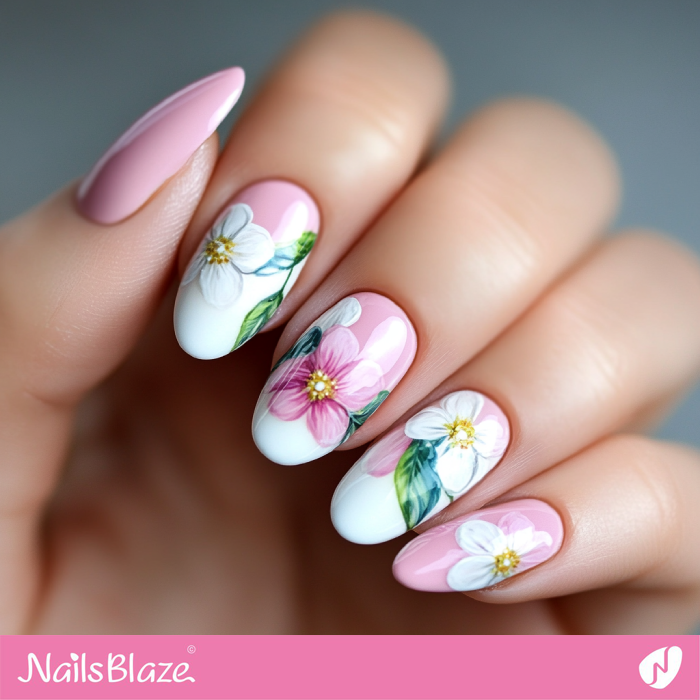 Pink Floral Nails for Spring | Spring Flower Nails- NB7925