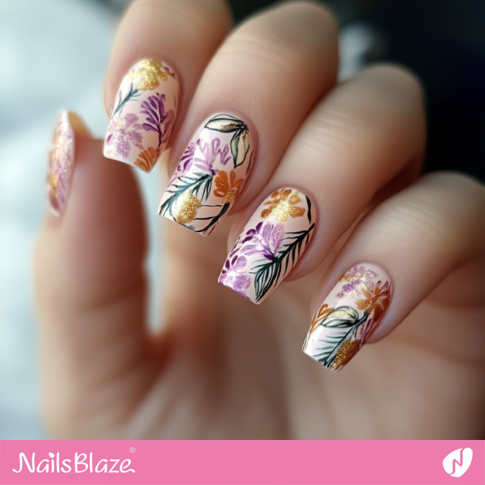 Simple Flower Design for Pink Nails | Spring Flower Nails- NB7936