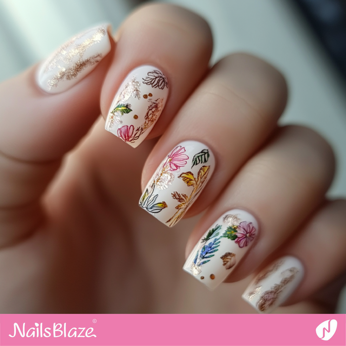 Flower Line Art for Spring Nails Design | Spring Flower Nails- NB7942