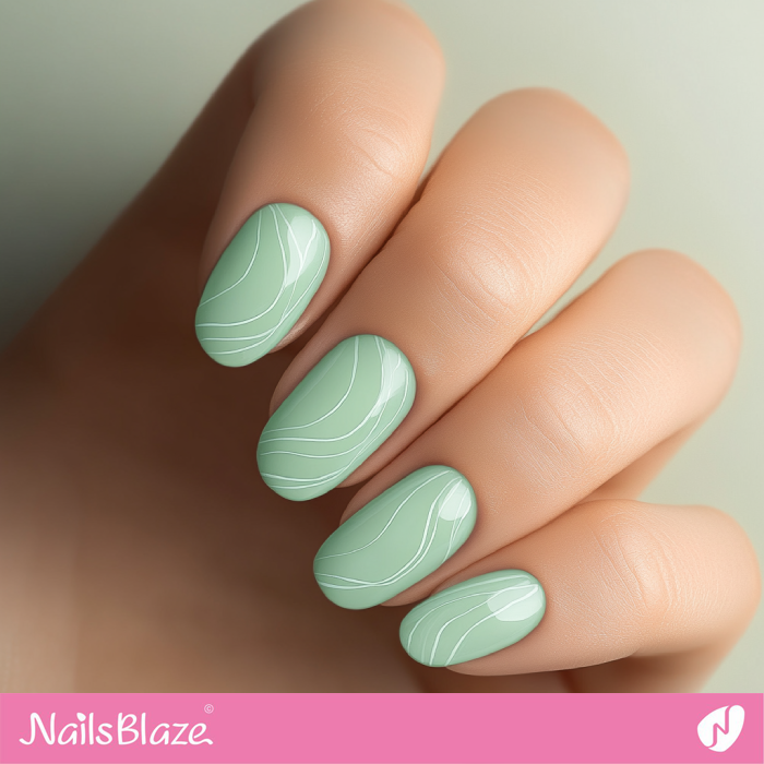 Abstract Pastel Green Nails with Swirls | Spring Pastel Nails- NB7906