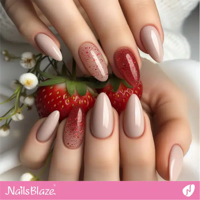 Summer Red and Nude Nails | Fruit Nails - NB5229