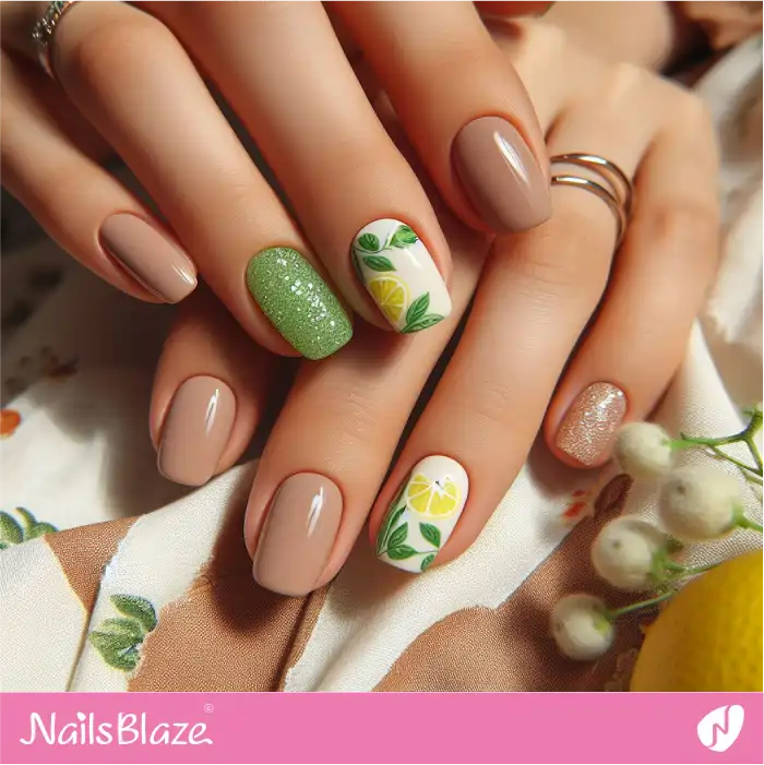 Summer Time Simple Lemon Nails | Summer Nails - NB5226