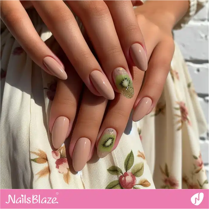 Summer Nude Nails with Kiwi Design | Summer Nails - NB5227