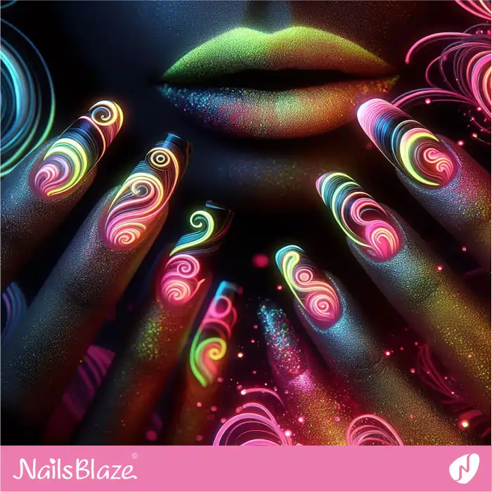 Neon Swirls Nails Design | Swirl Nails - NB4510
