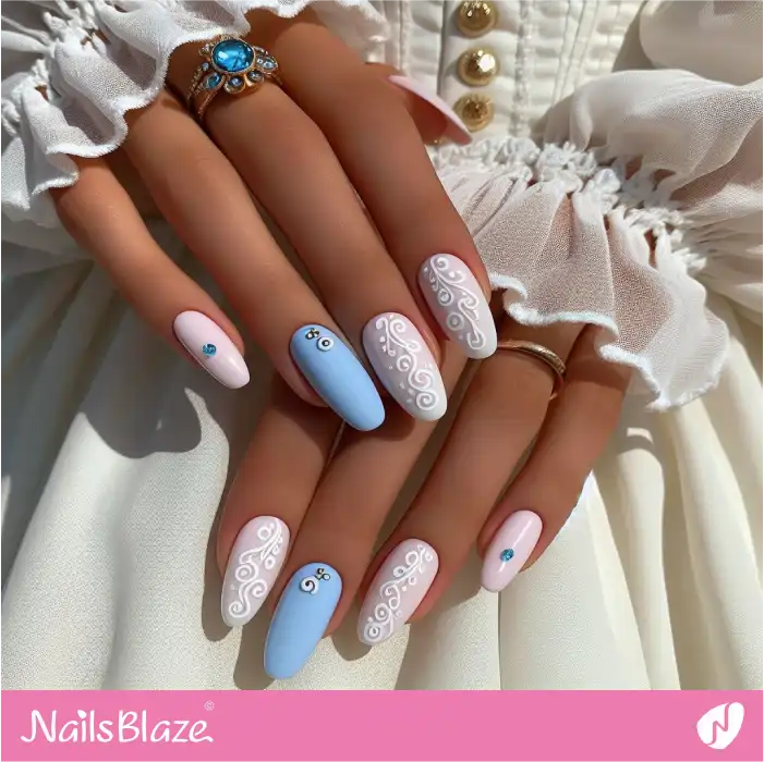 White Swirls for Pastel Nails | Swirl Nails - NB4526