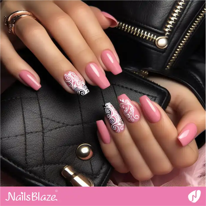 Pink Nails Swirl Design | Swirl Nails - NB4531