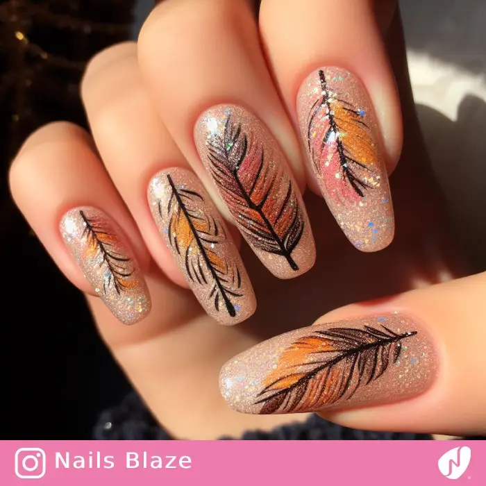 Turkey Feather Nails | Thanksgiving | Holiday- NB1052