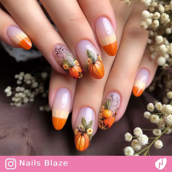 Pumpkin French Nails | Thanksgiving | Holiday- NB1055