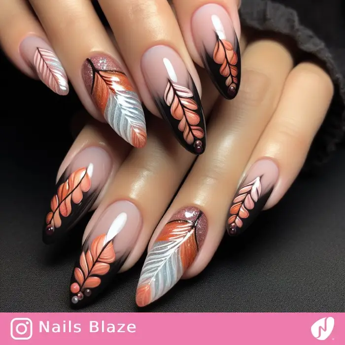 Turkey Feather Nails | Thanksgiving | Holiday- NB1066