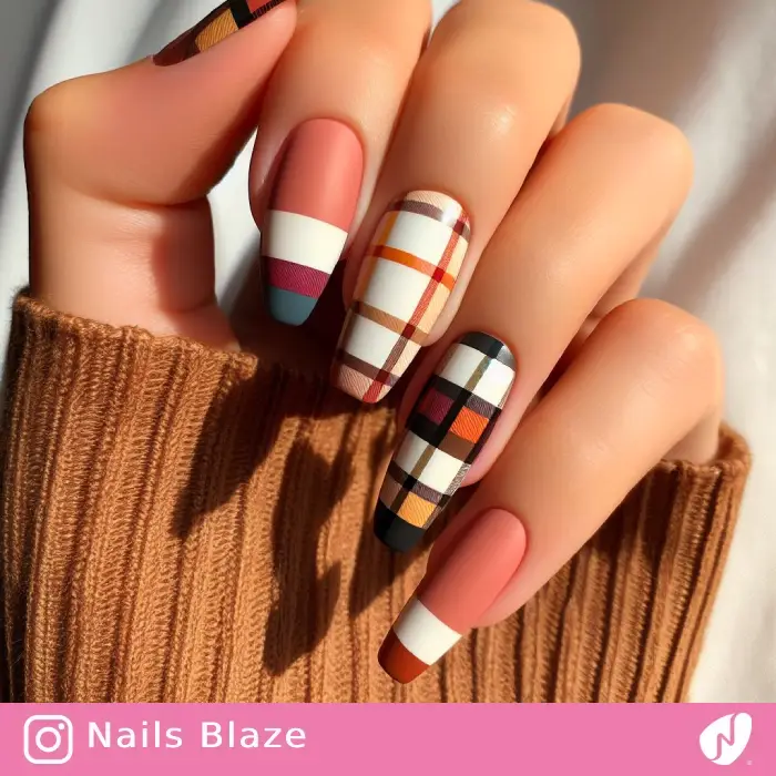 Plaid Pattern Nail Designs | Thanksgiving | Holiday- NB1067