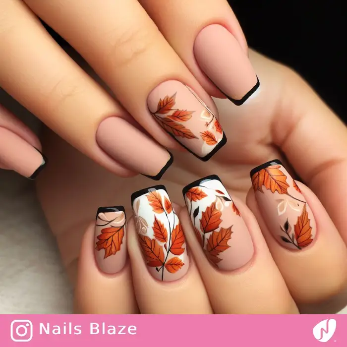 Autumn Leaves French Nails | Thanksgiving | Holiday- NB1068