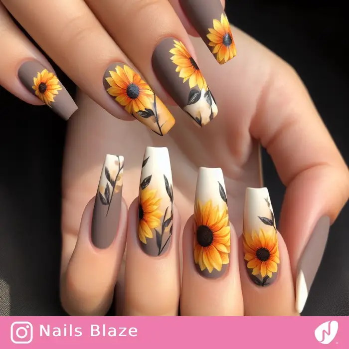 Nail designs deals sunflower