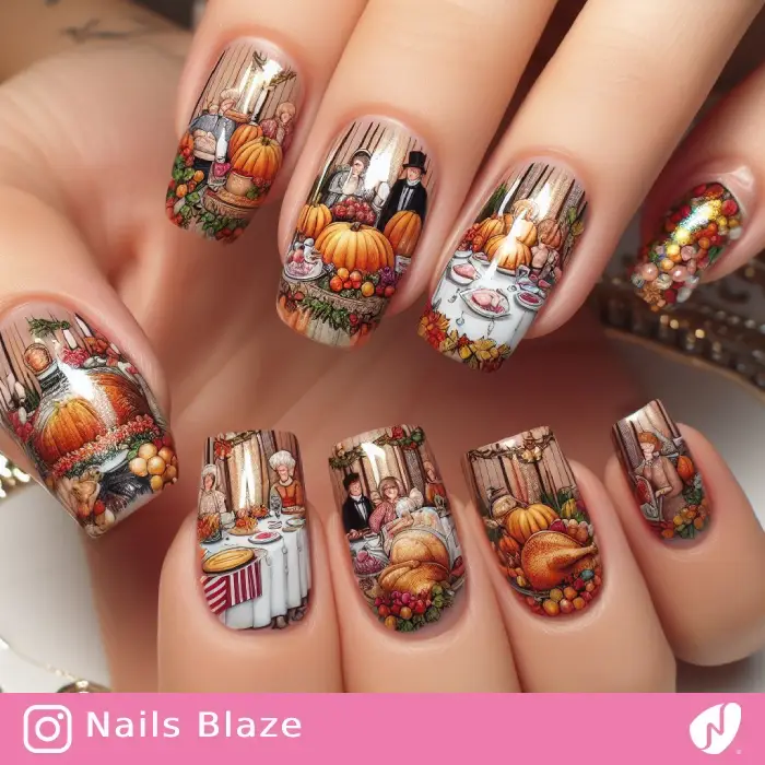 Family Gathering Nail Art | Thanksgiving | Holiday- NB1089