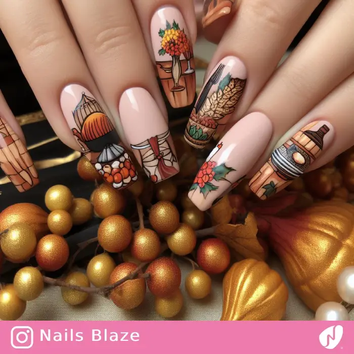 Dinner Table Nails | Thanksgiving | Holiday- NB1096