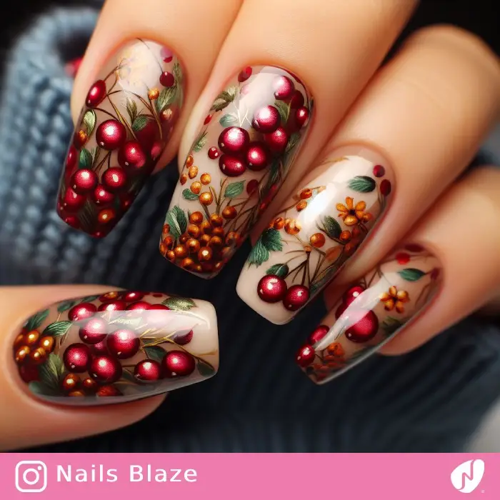 Cranberry Nail Art | Thanksgiving | Holiday- NB1144