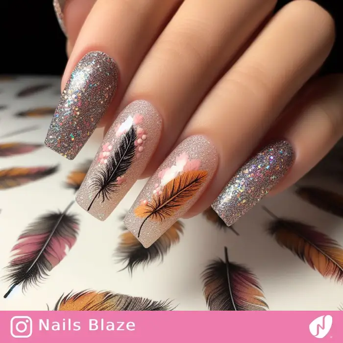 Turkey Feather Nails | Thanksgiving | Holiday- NB1161