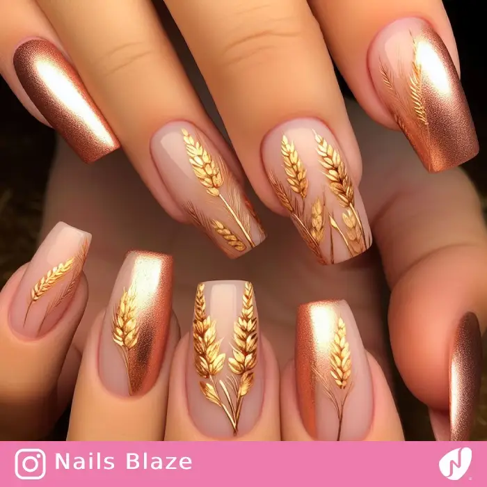 Glitter Wheat Nails | Thanksgiving | Holiday- NB1165