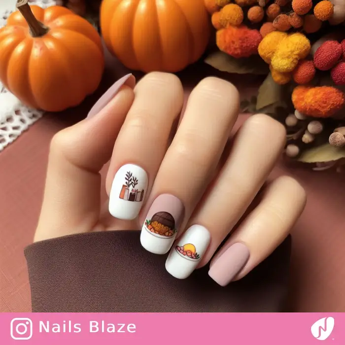 Minimal Dinner Nail Art | Thanksgiving | Holiday- NB1174