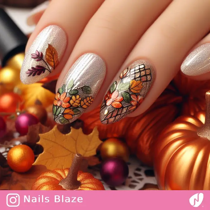 Gold Foil Nail Art | Thanksgiving | Holiday- NB1175