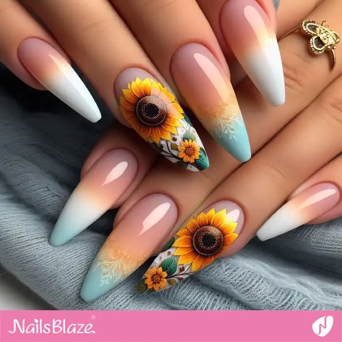 Ombre Sunflower Nails | Flower | Thanksgiving - NB1213