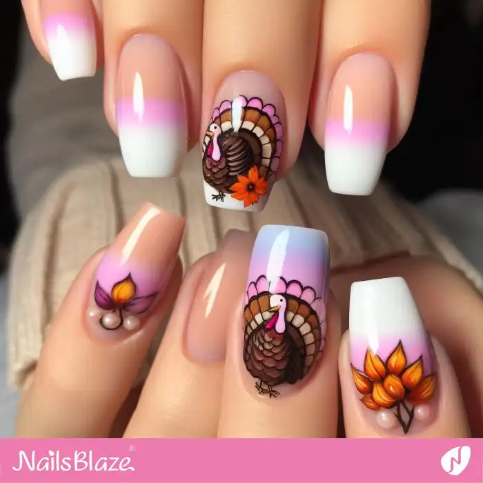 Ombre Turkey Nail Design | Thanksgiving | Holiday- NB1217