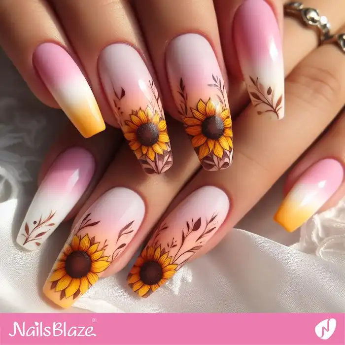 2pcs Autumn Sunflower Nail Art Stickers 5D Orange Yellow Embossed Elegant  Flowers Decal Decoration | SHEIN USA