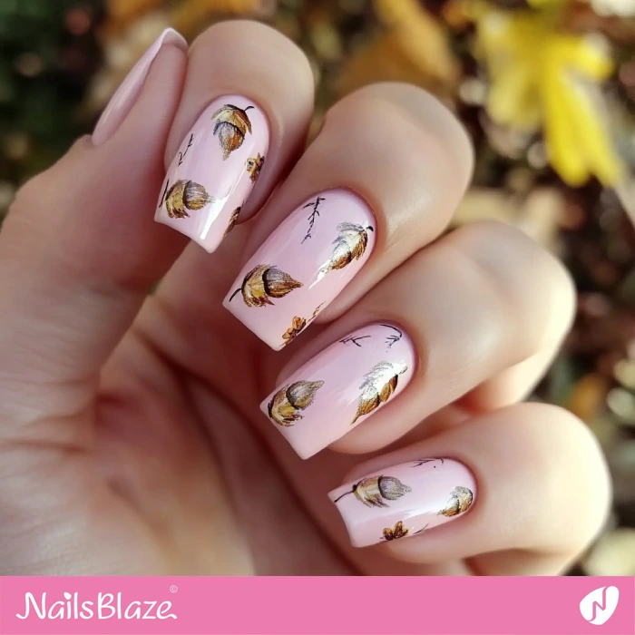 Acorn Pattern for Square Nails | Thanksgiving Acorn Nails - NB6280