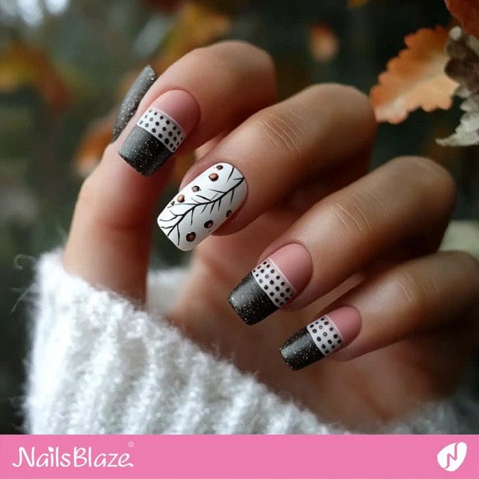 Acorn Design for Nails with Color Blocks | Thanksgiving Acorn Nails - NB6266