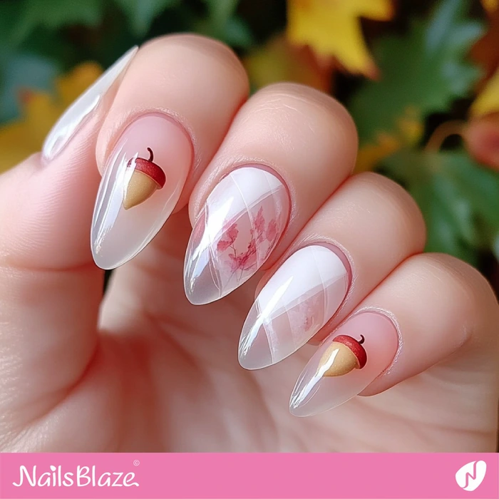 Thanksgiving Bright Nails with Acorns | Thanksgiving Acorn Nails - NB6271