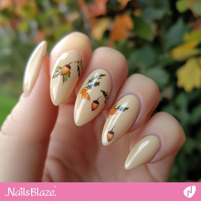 Retro Acorn Nails | Thanksgiving Acorn Nails - NB6272