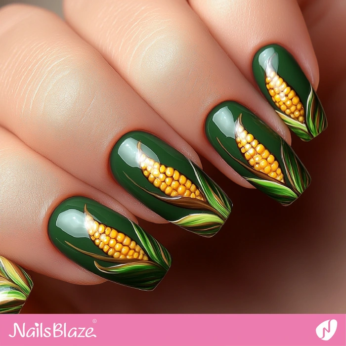 Corn on the Cob for Green Nails | Thanksgiving Corn Nails - NB6187