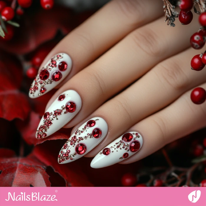 Crystal Cranberry Fruit Nails Design | Thanksgiving Cranberry Nails - NB6199