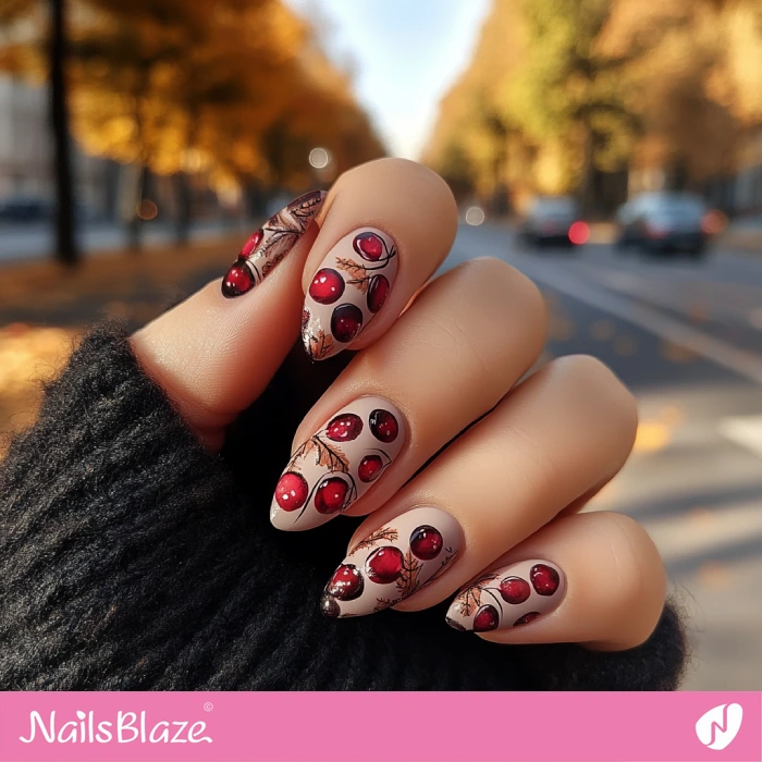 Cranberry Pattern for Nude Nails | Thanksgiving Cranberry Nails - NB6201