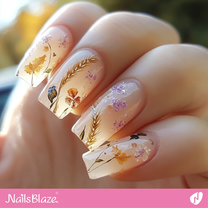 Clear Autumn Nails | Thanksgiving Harvest Nails - NB6323