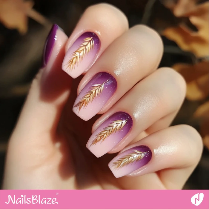 Fall Purple Ombre Nails Design | Thanksgiving Harvest Nails - NB6325