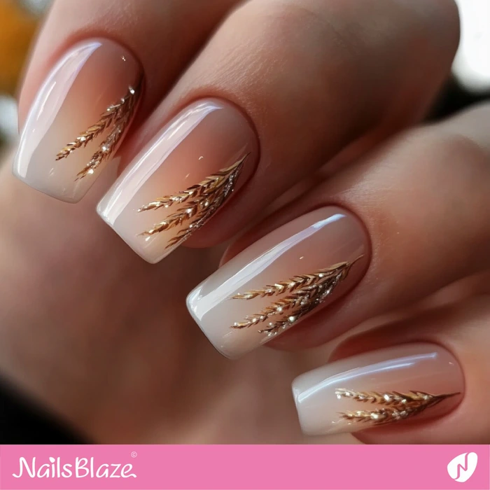 Wheat Design for Classy Ombre Nails | Thanksgiving Harvest Nails - NB6309