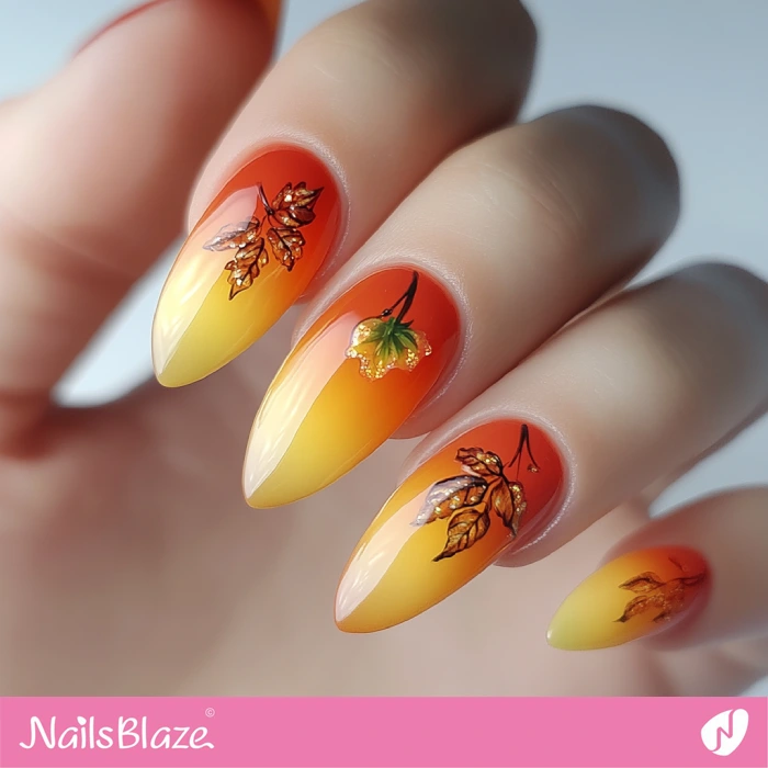 Almond Ombre Nails for Autumn | Thanksgiving Harvest Nails - NB6330