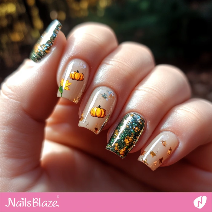 Harvest Nails with Golden Details | Thanksgiving Harvest Nails - NB6331