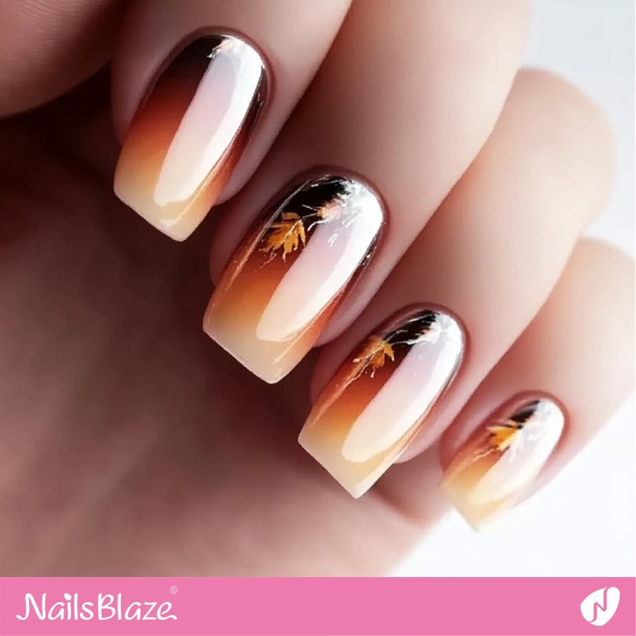 Harvest Theme Short Glossy Nails | Thanksgiving Harvest Nails - NB6333